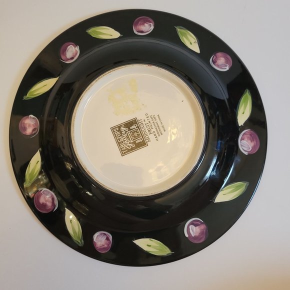 Hand-Painted Tabletops Gallery Midnight Fruit Dinner Plate 12" Black With Apple - Picture 5 of 6